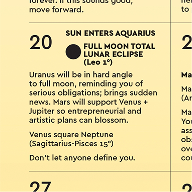 The Year Ahead 2020 Astrological Wall Calendar Reduced to $13 99